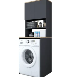 KD101 Waschmaschinenschrank | 100% MELAMIN | Walnuss, Anthrazit