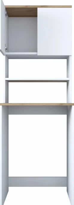 KD101 Waschmaschinenschrank | 100 % MELAMIN | Weiß, Walnuss