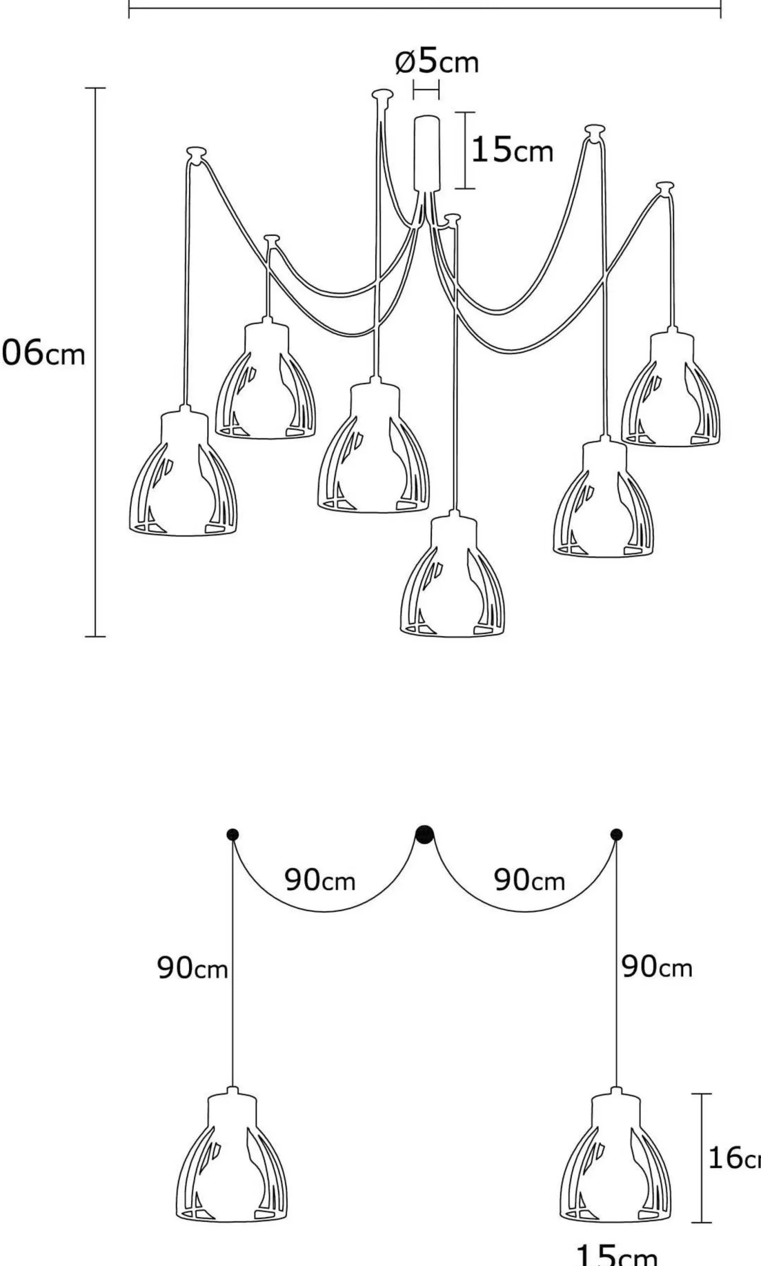 Kemah Kronleuchter | METALLGEHÄUSE | Schwarz