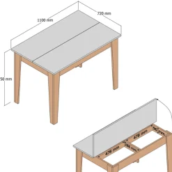 Kiev Küchentisch | 100 % MELAMIN | Walnuss, Weiß