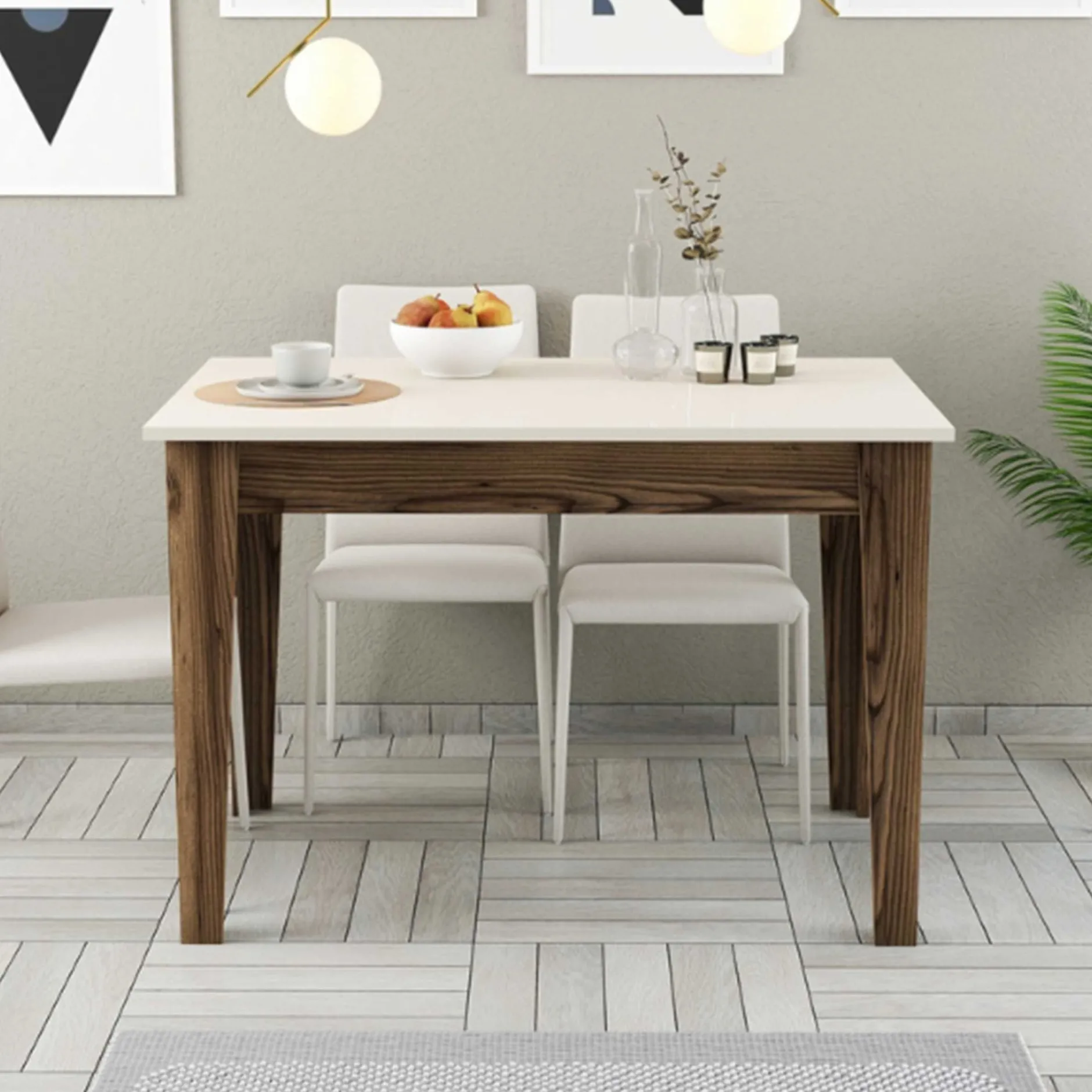 Kiev Küchentisch | 100 % MELAMIN | Walnuss, Creme