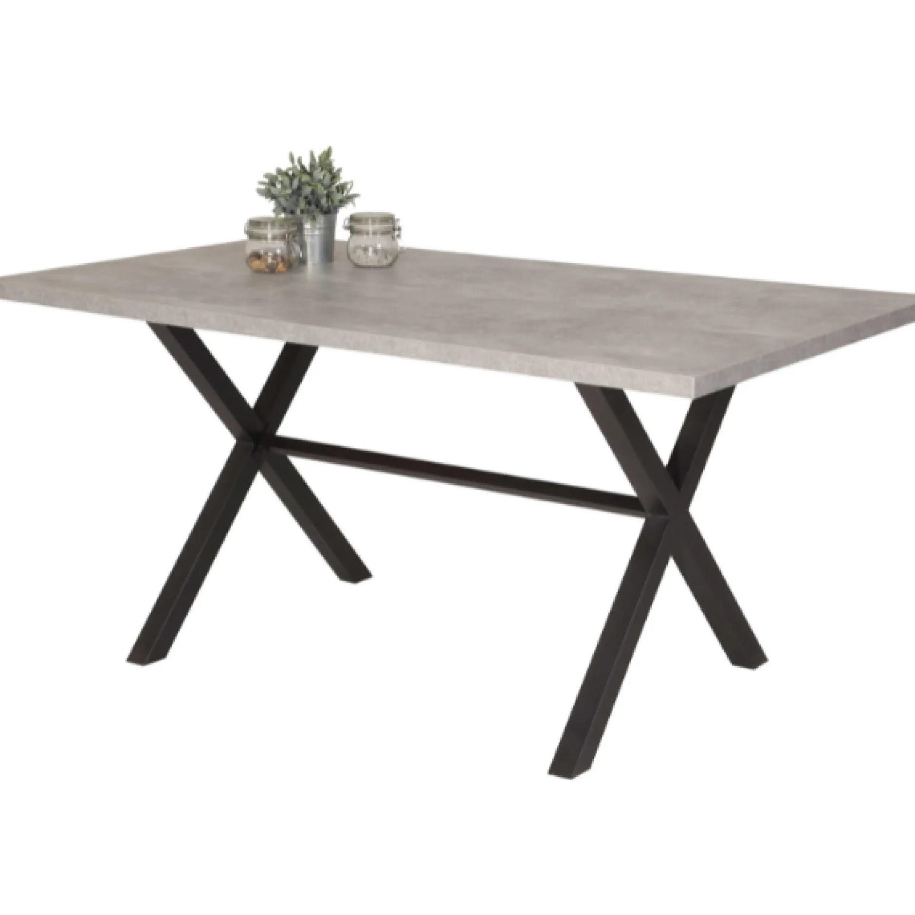 Kijara Esstisch 160x90 cm-Betonoptik/Anthrazit
