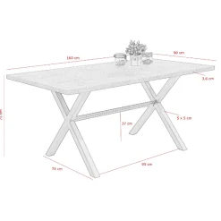 Kijara Esstisch 160x90 cm-Betonoptik/Anthrazit