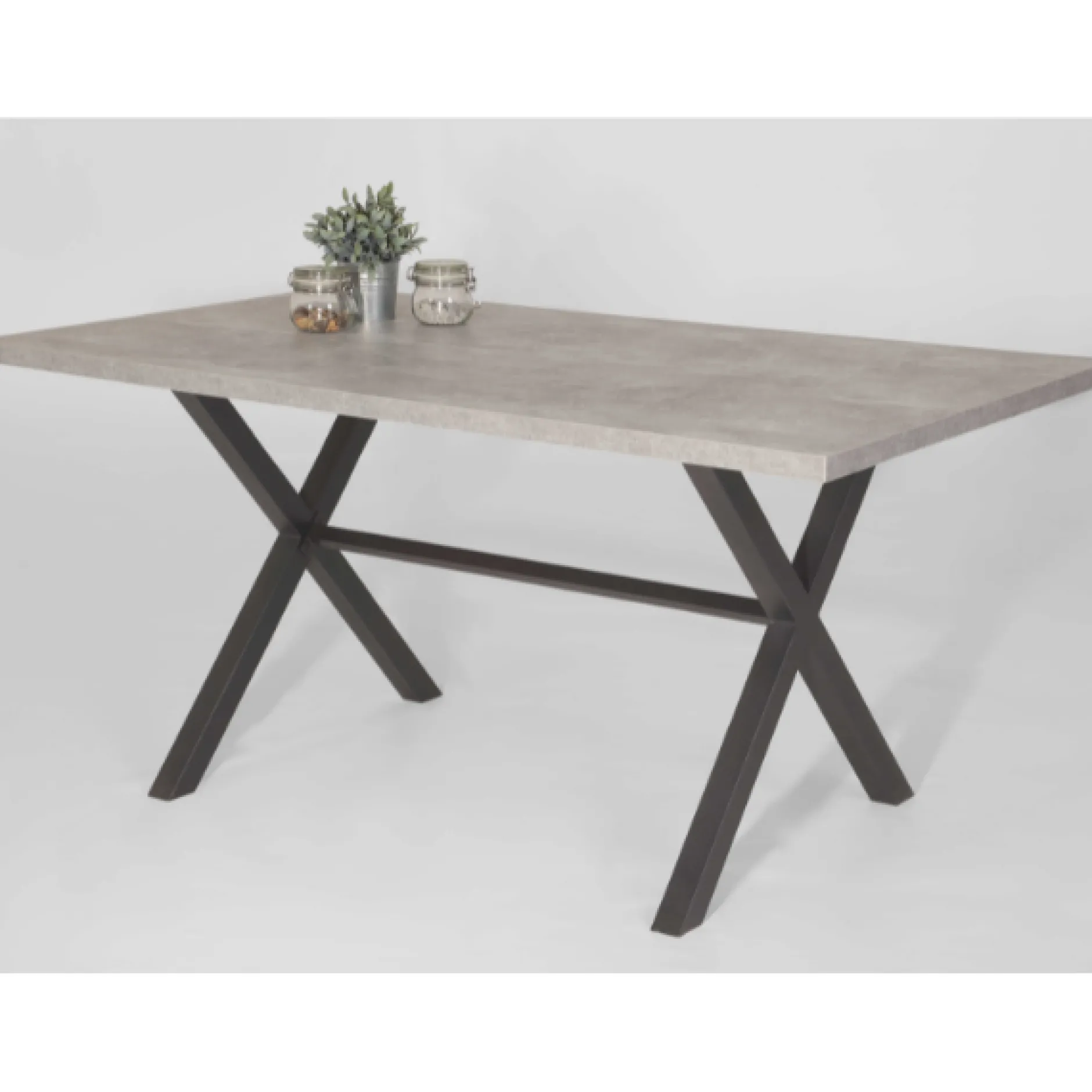 Kijara Esstisch 160x90 cm-Betonoptik/Anthrazit