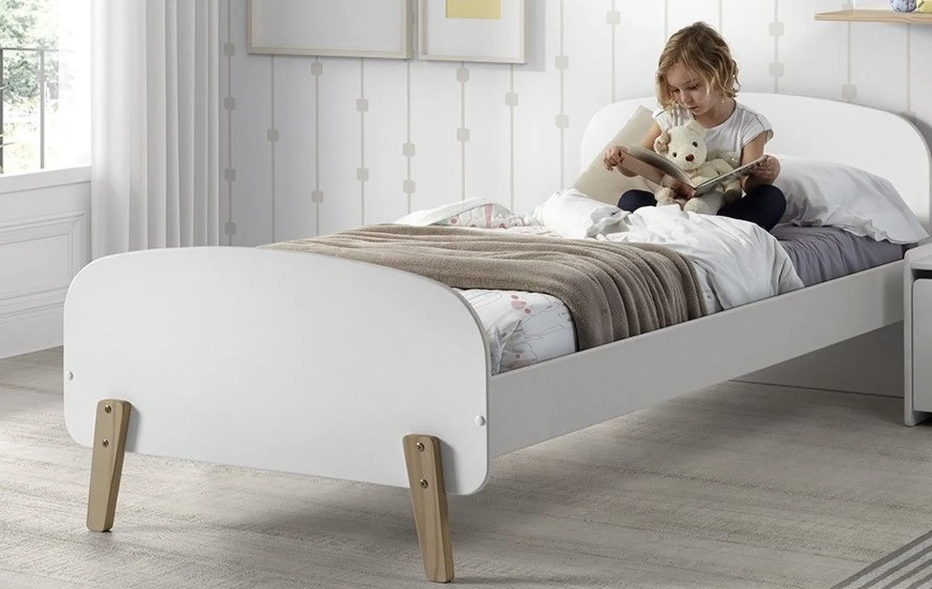 Kinderbett Kiddy 90x200 mit Bettkasten - weiß