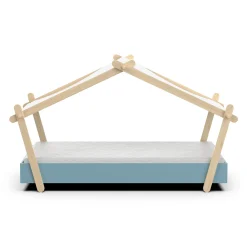 Kinderbett Lodge | 223,2 x 105,5 x 129,7 cm | Blau-Weiß