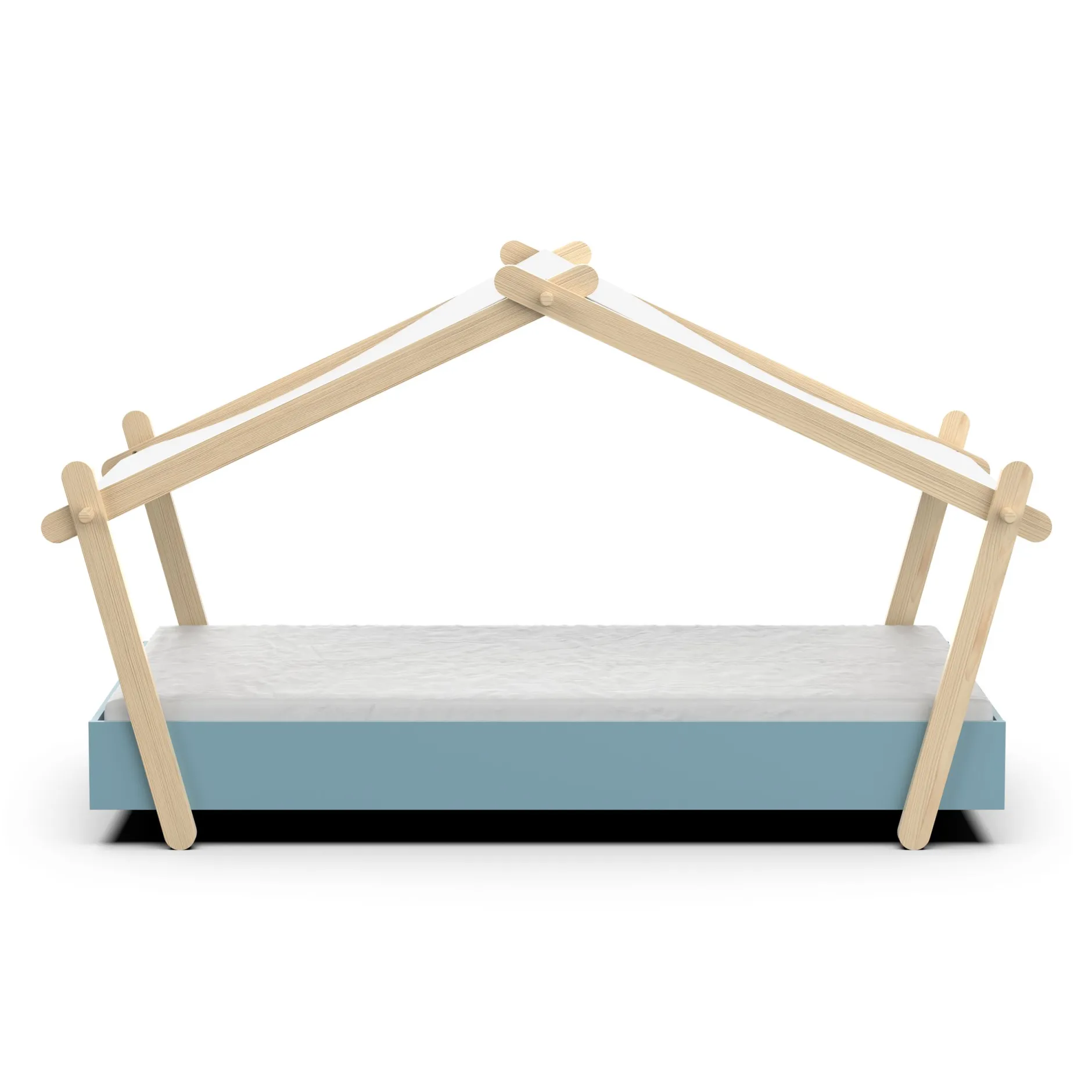 Kinderbett Lodge | 223,2 x 105,5 x 129,7 cm | Blau-Weiß