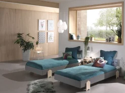 Kinderbett Modulo arrow 90x200 stapelbar 4er-Set - anthrazit/Kieferholz