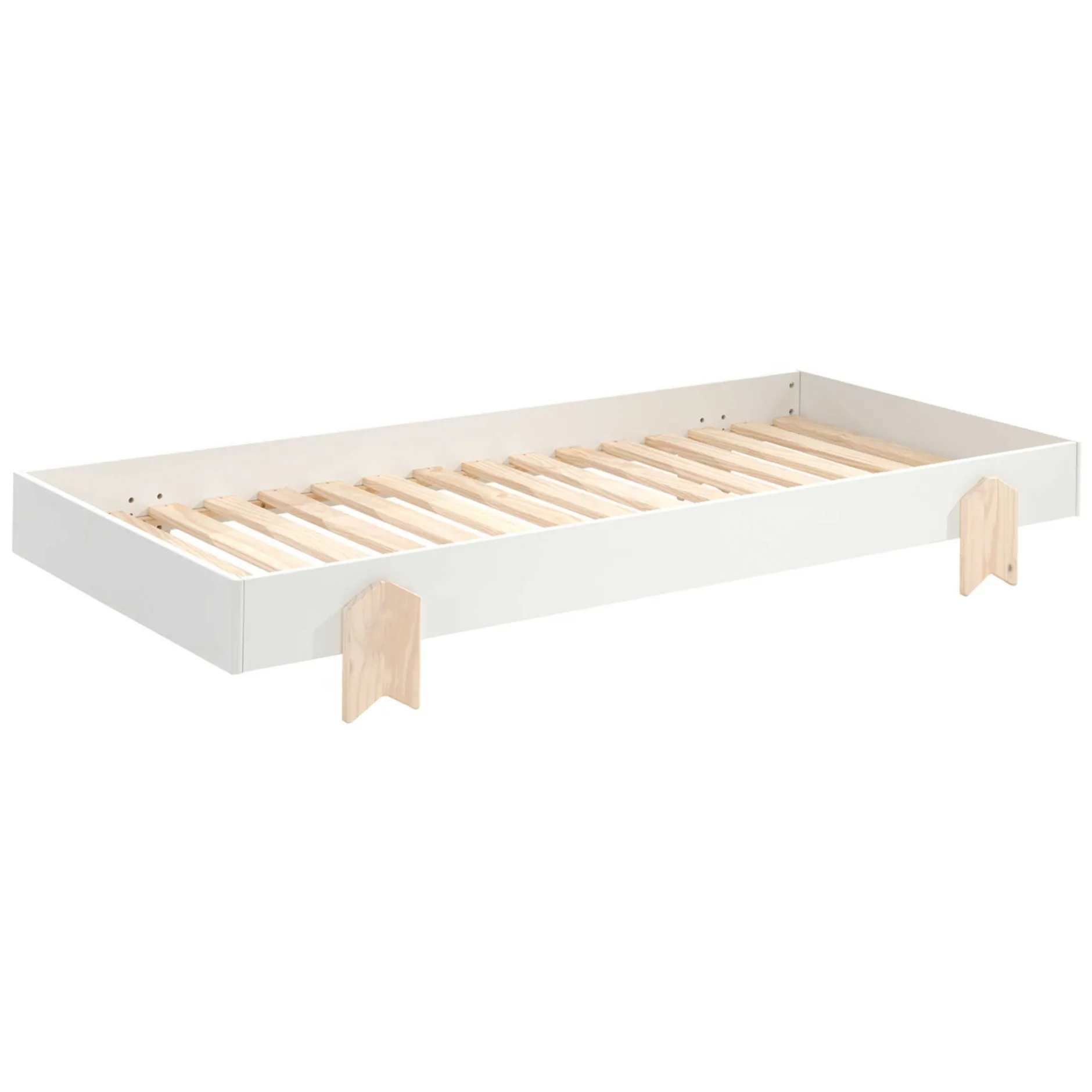 Kinderbett Modulo arrow 90x200 stapelbar - weiß/Kieferholz
