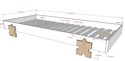 Kinderbett Modulo Puzzle 90x200 stapelbar 4er-Set - anthrazit/Kiefer
