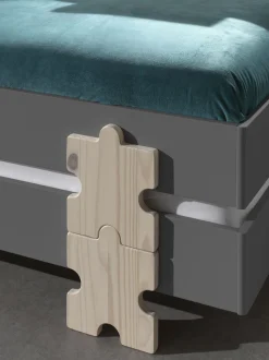 Kinderbett Modulo Puzzle 90x200 stapelbar 4er-Set - anthrazit/Kiefer
