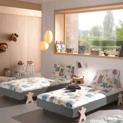 Kinderbett Modulo Smiley 90x200 stapelbar 2er Set - anthrazit/Kieferholz