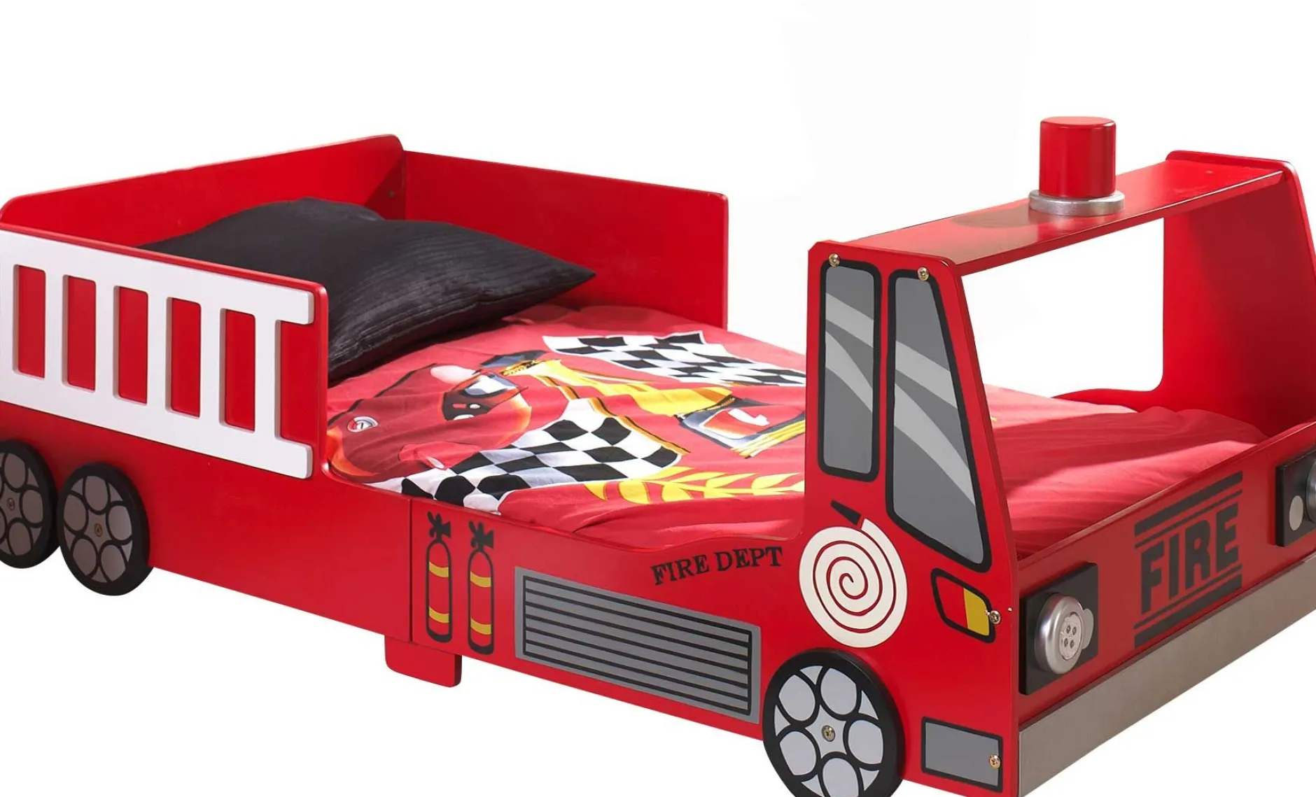 Kinderbett (70x140cm) Feuerwehr - mit LED-Beleuchtung - rot