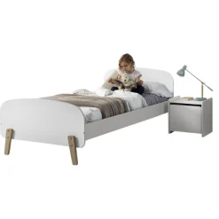 Kinderbett 90x200 cm mit Lattenrost und Nachttisch Kiddy-weiß