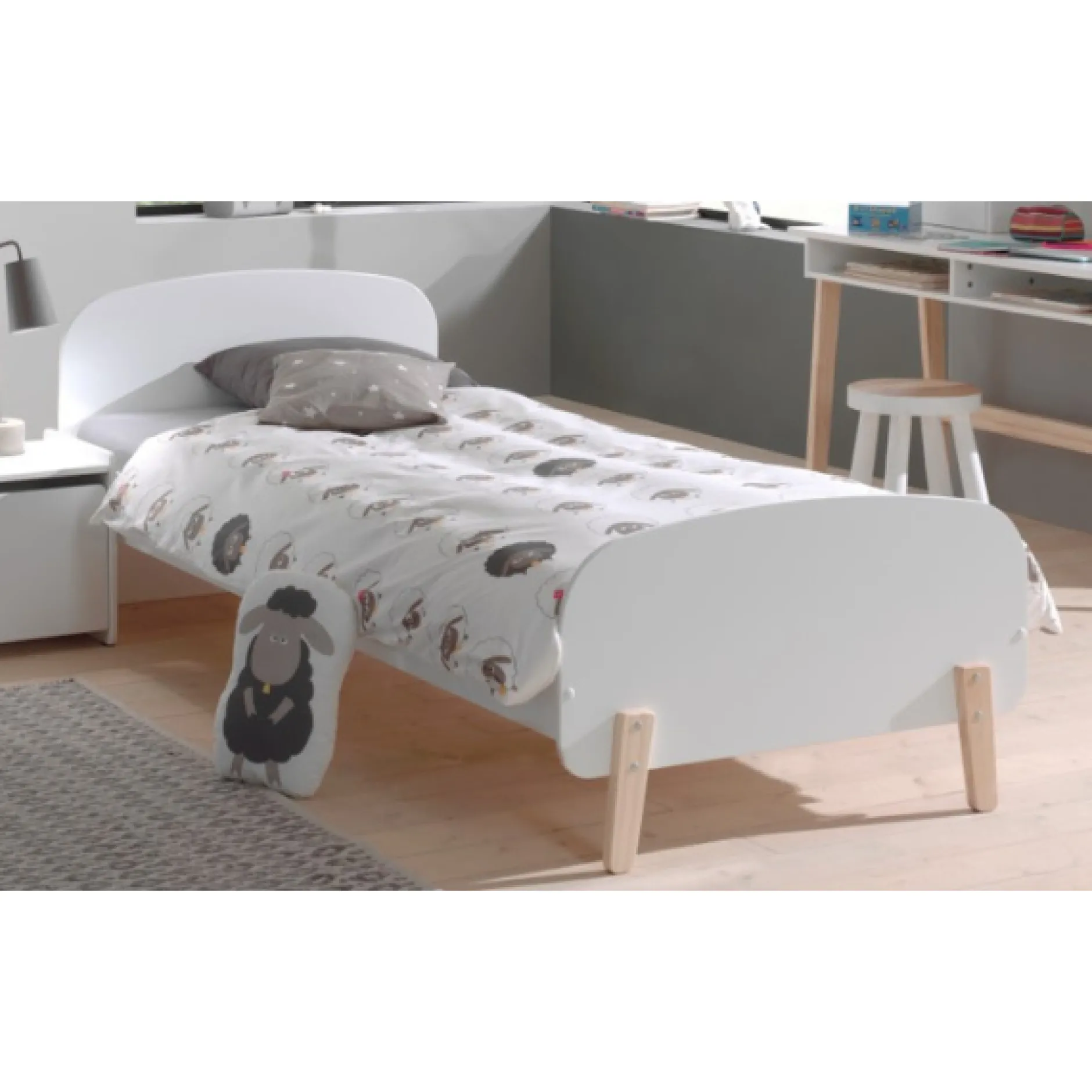 Kinderbett 90x200 cm mit Lattenrost und Nachttisch Kiddy-weiß