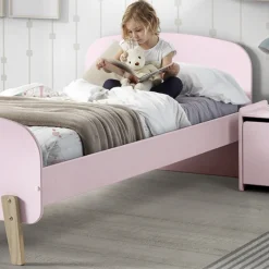 Kinderbett 90x200 cm mit Lattenrost und Nachttisch Kiddy-pink