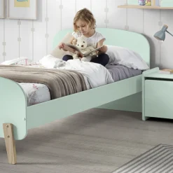 Kinderbett 90x200 cm mit Lattenrost und Nachttisch Kiddy-mintgrün