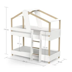 Kinder-Etagenbett Timber | 200 x 112,3 x 206 cm | Weiß