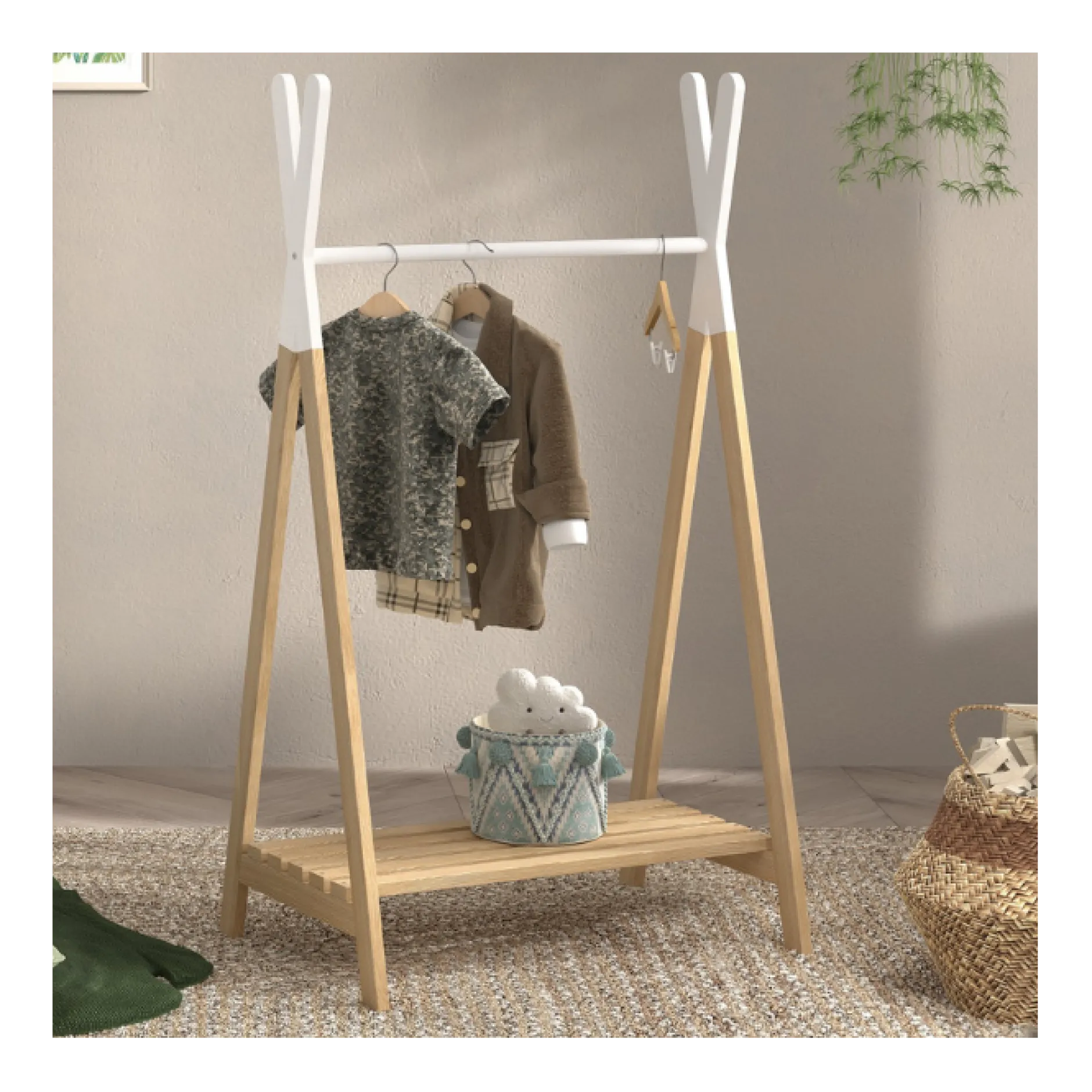 Kinderkleiderständer Kiddy - Kiefer/Weiß