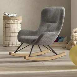 Kinderschaukelstuhl Rocky - 66x56x69 cm - Bouclé/anthrazit