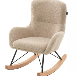 Kinderschaukelstuhl Rocky - 66x56x69cm - beige Bouclé-Stoff