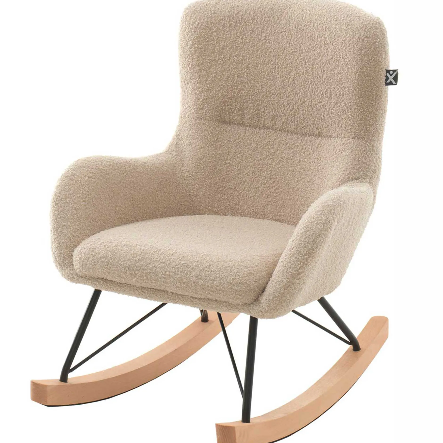Kinderschaukelstuhl Rocky - 66x56x69cm - beige Bouclé-Stoff