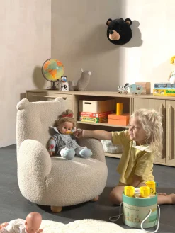Kindersessel Rocky Bär - 60x57x67,5cm - beige Bouclé Stoff
