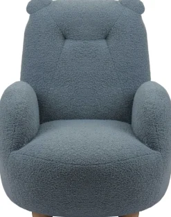 Kindersessel Rocky Bär - 60x57x67,5cm - blauer Bouclé Stoff