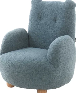 Kindersessel Rocky Bär - 60x57x67,5cm - blauer Bouclé Stoff