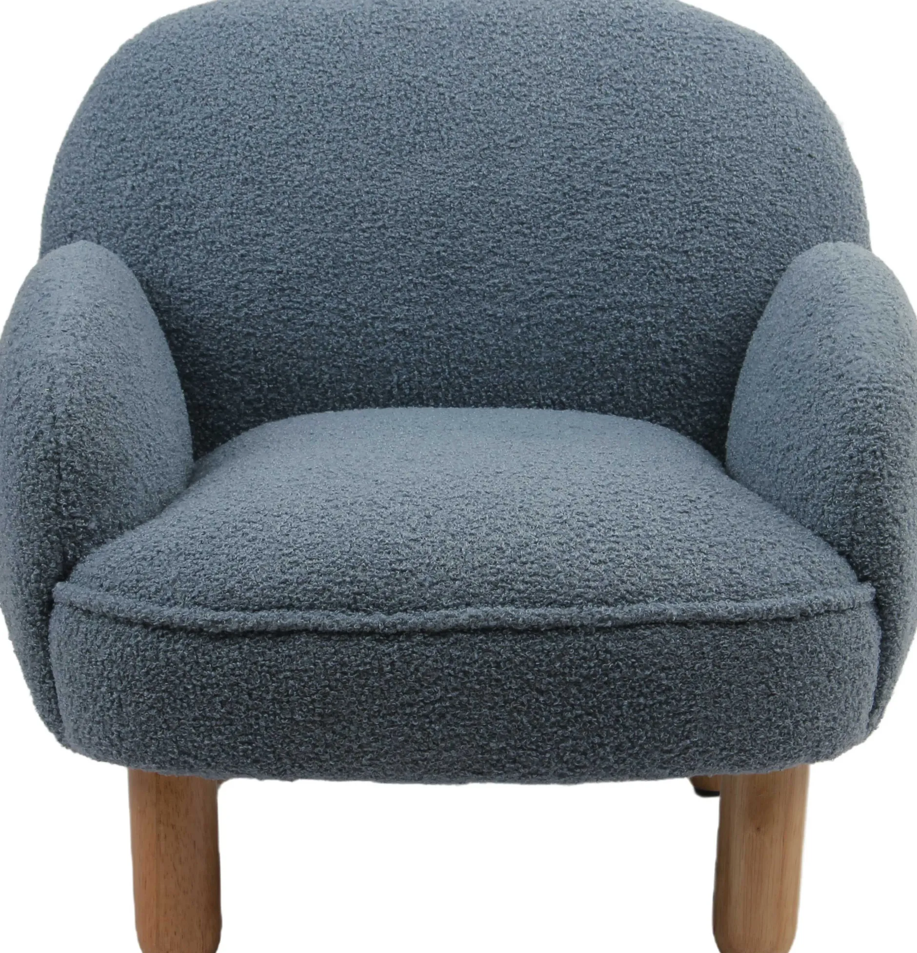 Kindersessel Rocky - 56x54x49cm - blauer Bouclé-Stoff