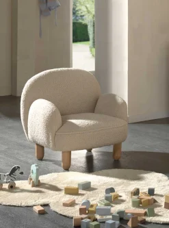Kindersessel Rocky - 56x54x49cm - Bouclé-Stoff beige