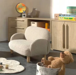 Kindersofa Rocky - 89x54x45cm - beige Bouclé-Stoff