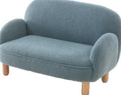 Kindersofa Rocky - 89x54x45cm - blauer Bouclé-Stoff
