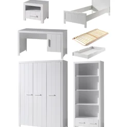 Kinderzimmer Erik 9 (inkl.Lattenrost)-weiß