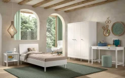 Kinderzimmer Forrest: Nachttisch, Bett 90x200, Kleiderschrank, Schreibtisch - Weißbuche