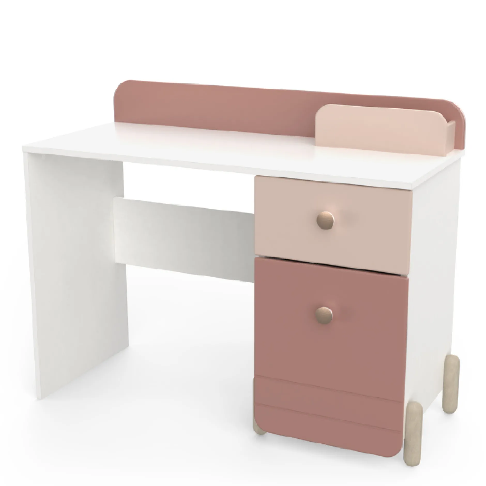 Kinderzimmer Janne: Bett 90x200cm, Nachttisch, Kleiderschrank, Schreibtisch - rosa/weiß