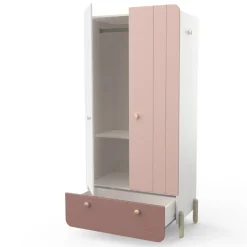 Kinderzimmer Janne: Bett 90x200cm, Nachttisch, Kleiderschrank, Schreibtisch - rosa/weiß