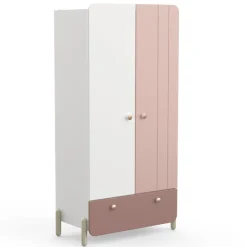 Kinderzimmer Janne: Bett 90x200cm, Nachttisch, Kleiderschrank, Schreibtisch - rosa/weiß