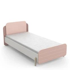 Kinderzimmer Janne: Bett 90x200cm, Nachttisch, Kommode, Kleiderschrank, Schreibtisch - rosa/weiß