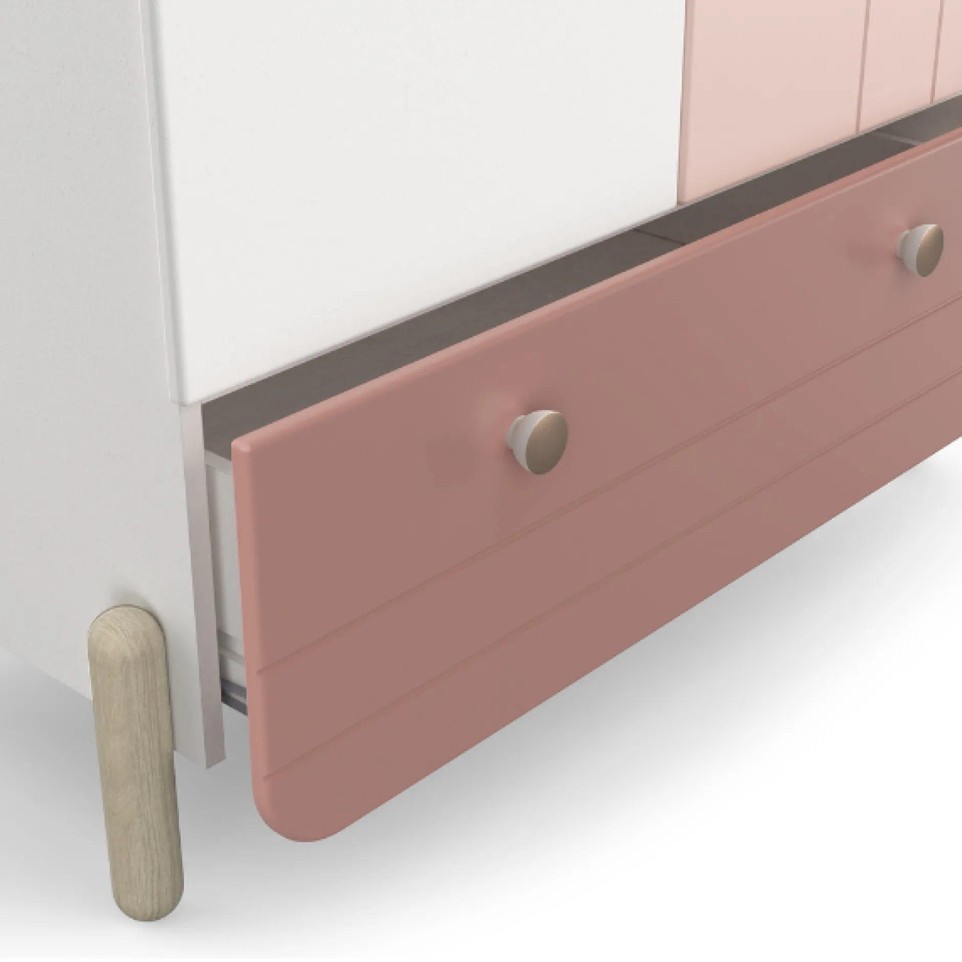 Kinderzimmer Janne: Bett 90x200cm, Nachttisch, Kommode, Kleiderschrank - rosa/weiß