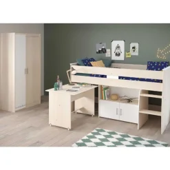 Kinderzimmerkombination Charly 90x200 | Halbhohes Bett und Kleiderschrank