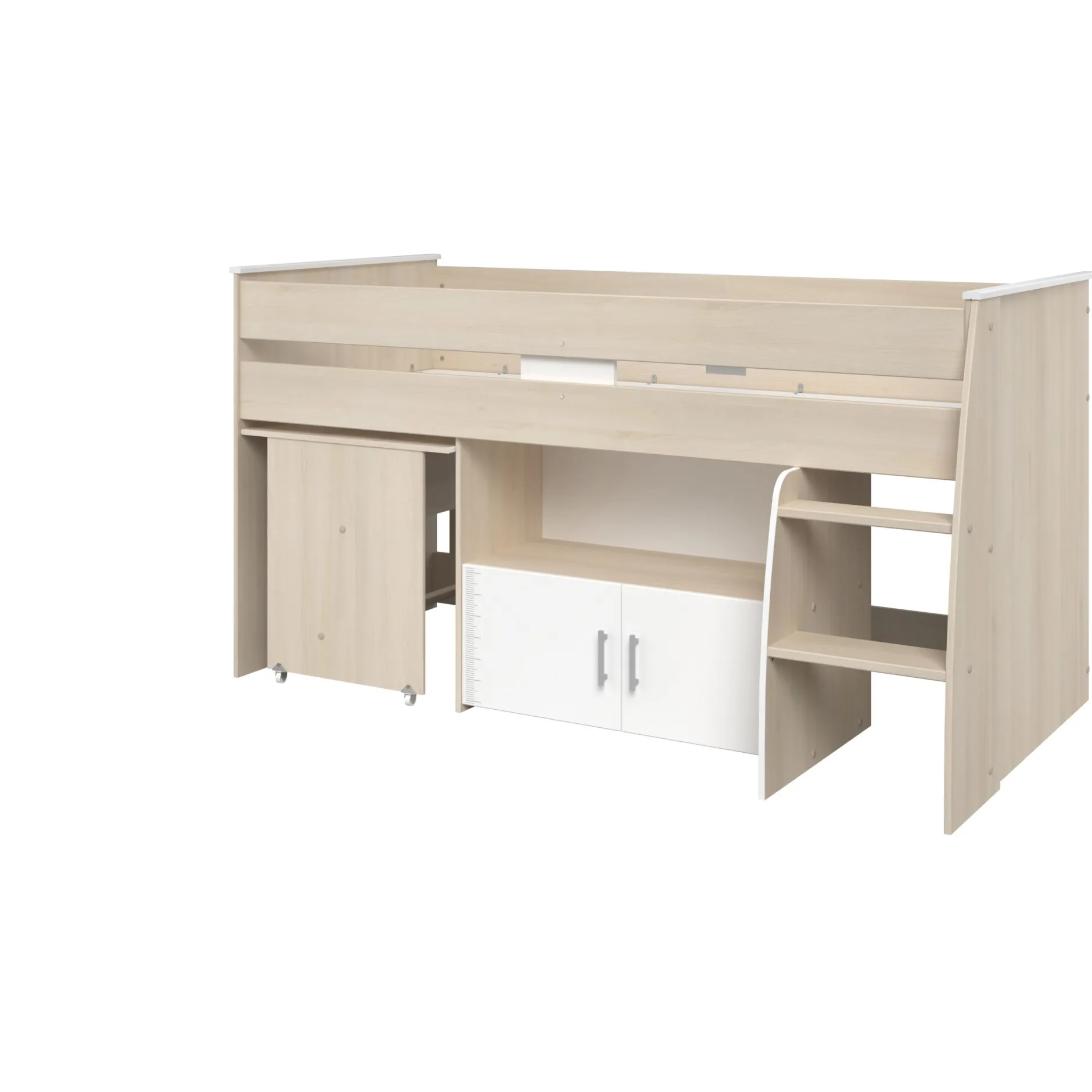 Kinderzimmerkombination Charly 90x200 | Halbhohes Bett und Kleiderschrank