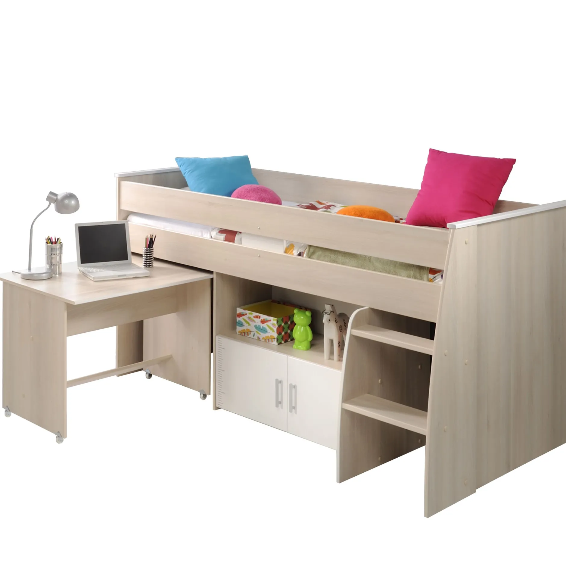 Kinderzimmerkombination Charly 90x200 | Halbhohes Bett und Kleiderschrank