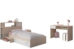 Kinderzimmerkombination Charly 90x200 | Kinderbett, Rückwand, Nachttisch, Schreibtisch