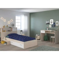 Kinderzimmerkombination Charly 90x200 | Kinderbett, Rückwand, Nachttisch, Schreibtisch