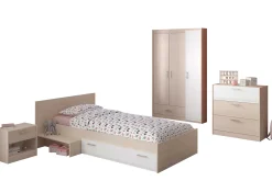Kinderzimmerkombination Charly 90x200 | Kinderbett, Nachttisch, Kleiderschrank, Kommode
