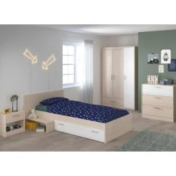 Kinderzimmerkombination Charly 90x200 | Kinderbett, Nachttisch, Kleiderschrank, Kommode