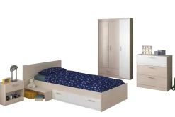 Kinderzimmerkombination Charly 90x200 | Kinderbett, Nachttisch, Kleiderschrank, Kommode