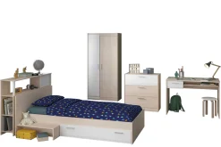 Kinderzimmerkombination Charly 90x190 | Kinderbett, Rückenteil, Kleiderschrank, Kommode, Schreibtisch