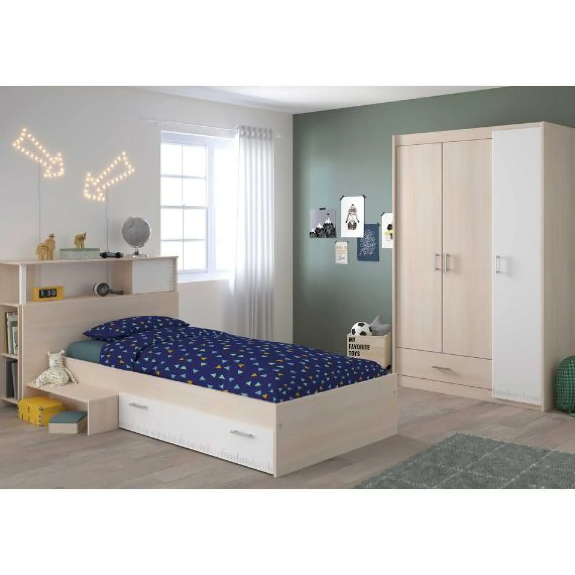 Kinderzimmerkombination Charly 90x190 | Kinderbett, Rückenteil, Kleiderschrank